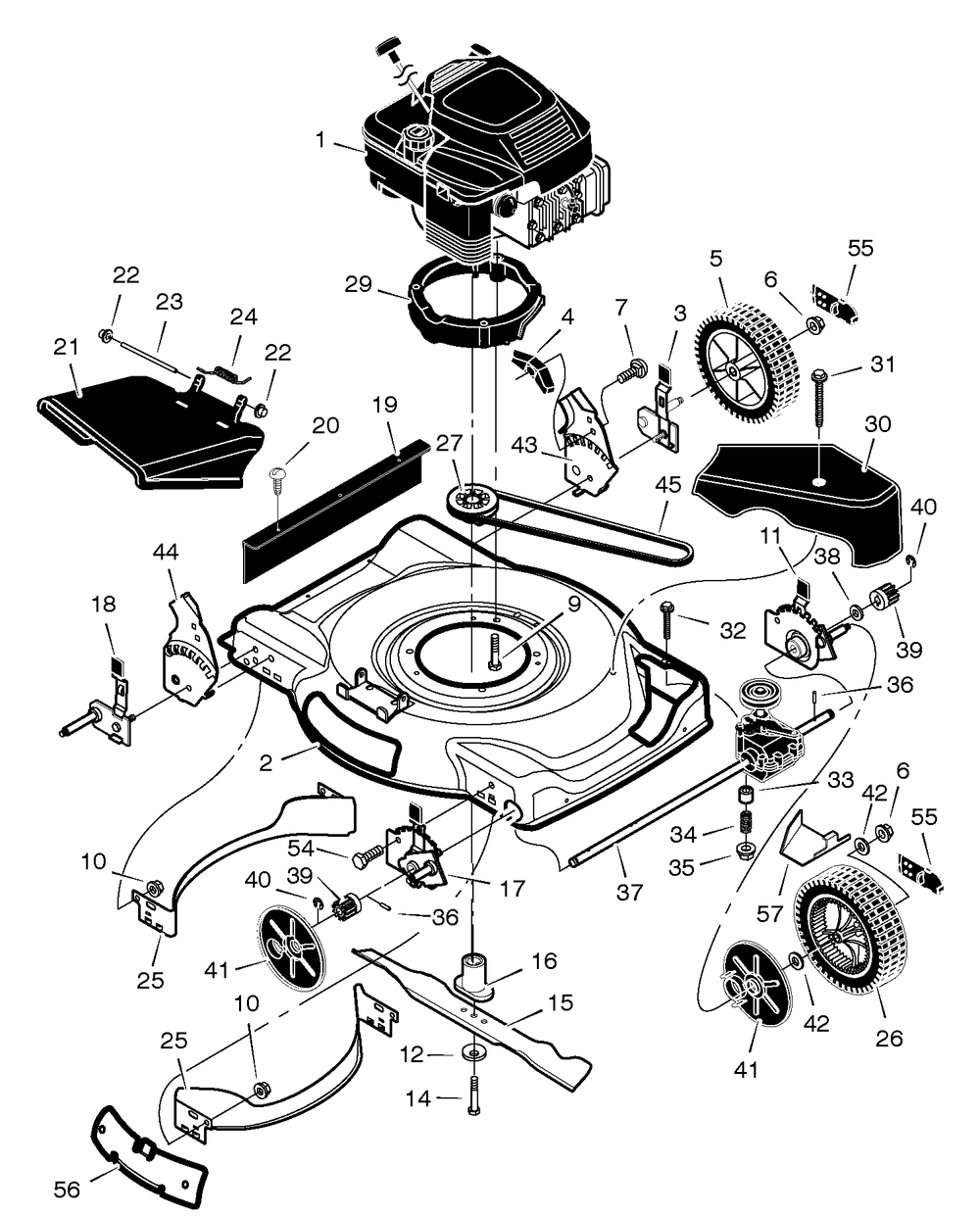 Mower Housing Assembly Diagram and Parts List for 226110X24A 2005 Briggs and Stratton Lawn Mower